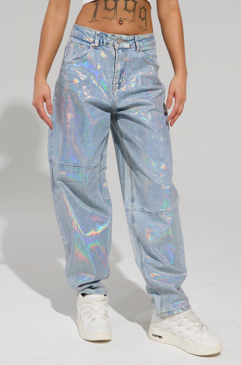 ASTRONOMICAL SILVER GILDED BARREL DENIM PANT