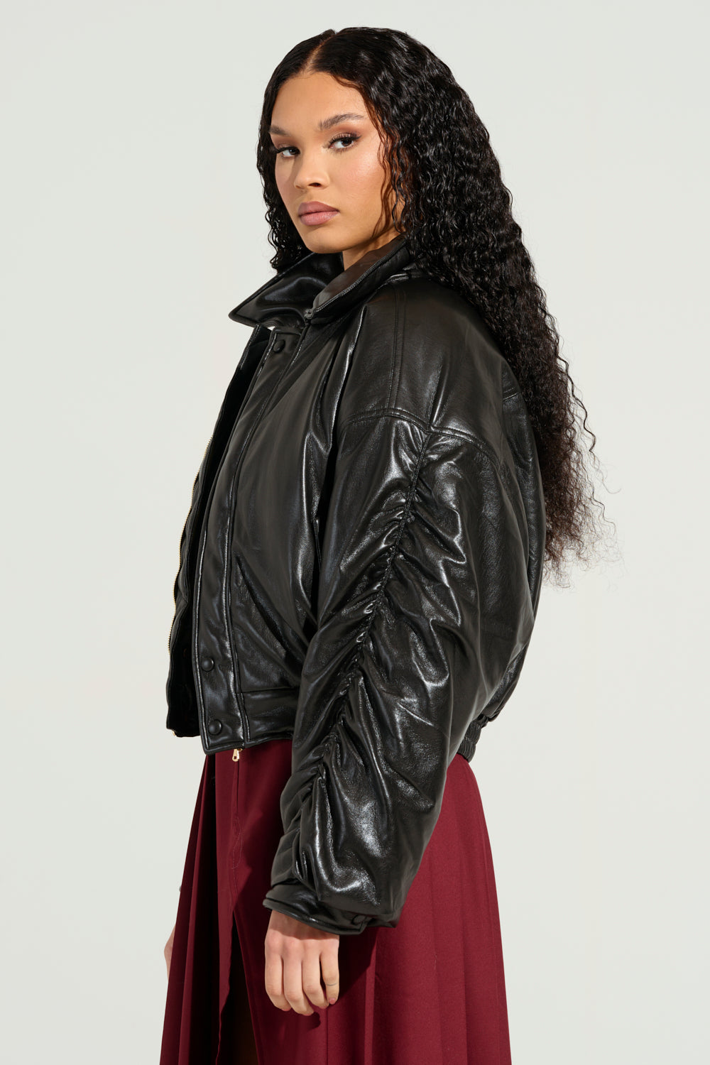 TOKYO DRIFTING FAUX LEATHER BOMBER