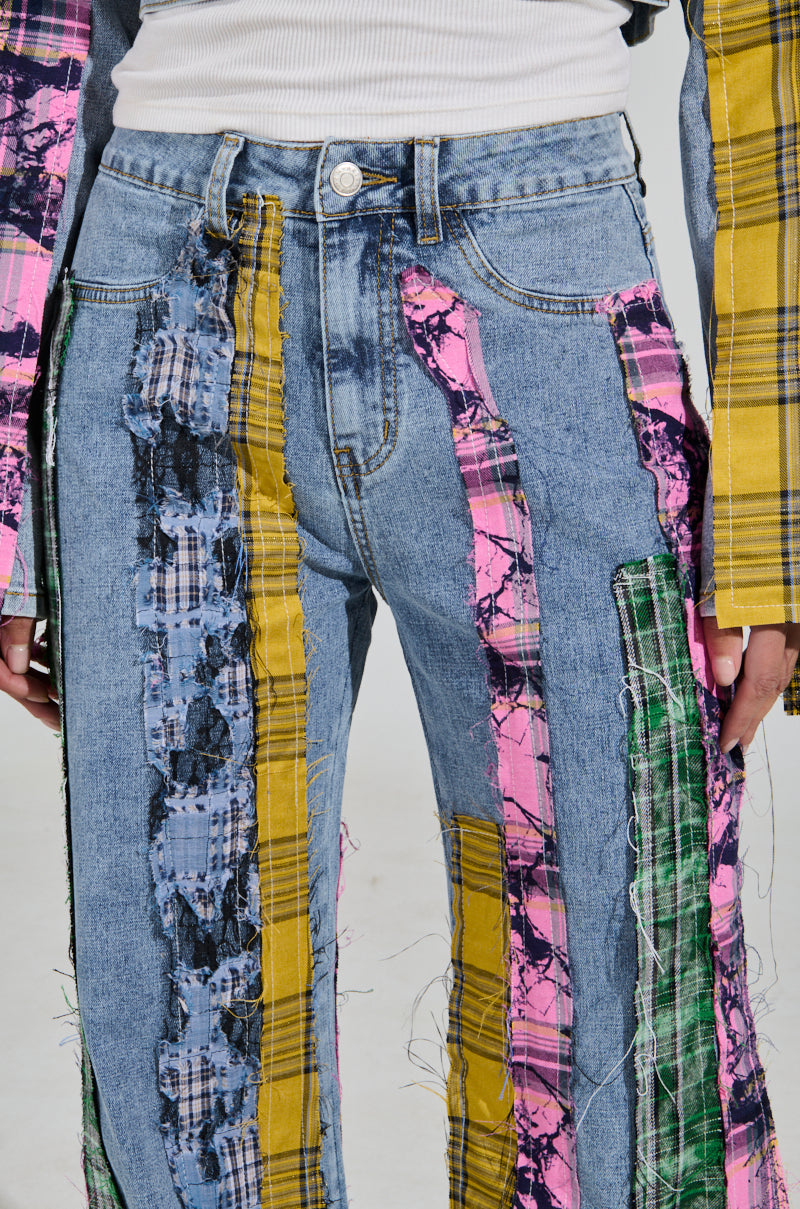 MAKING WAVES PATCHWORK FLARE DENIM