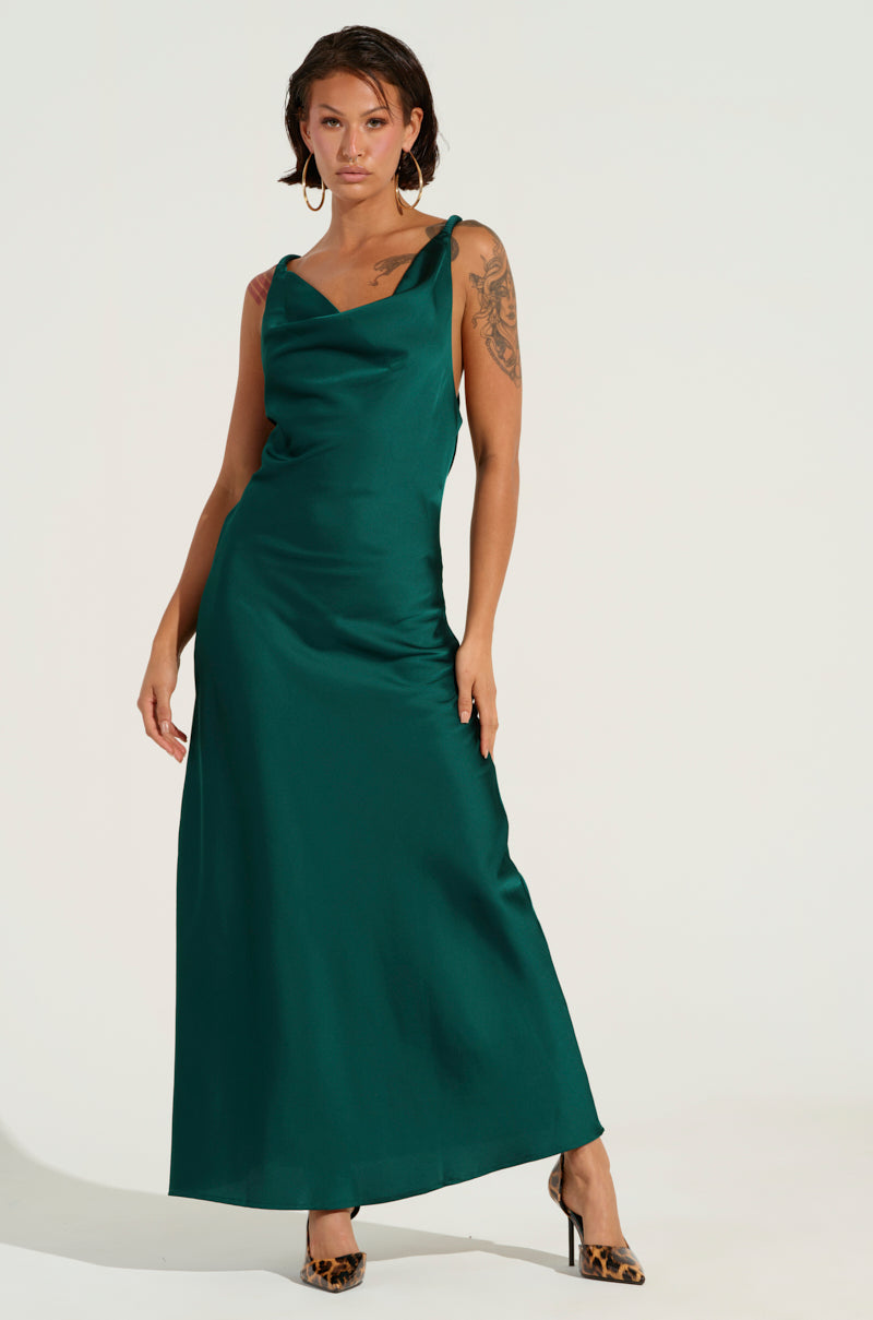 LOVED HARD SATIN MAXI DRESS