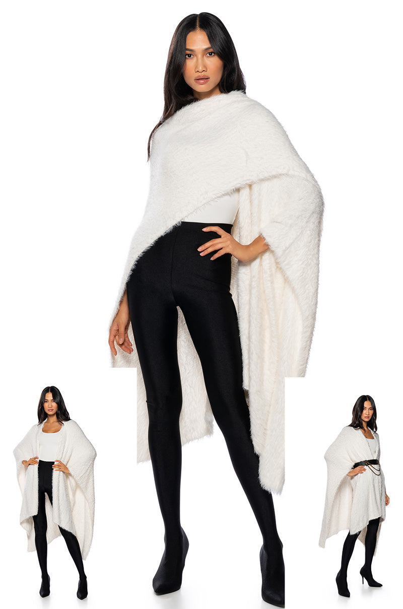 COZY TAPE KNIT PONCHO