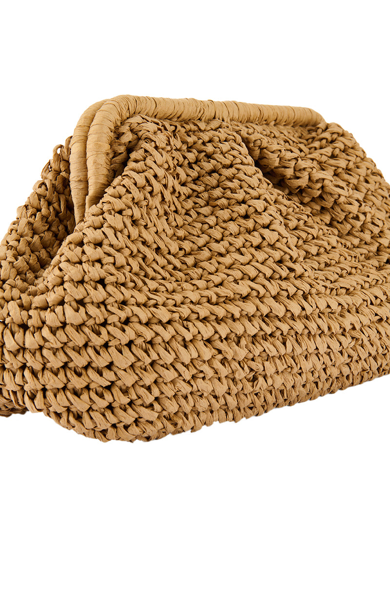 OUT OF OFFICE OVERSIZED RAFFIA CLUTCH