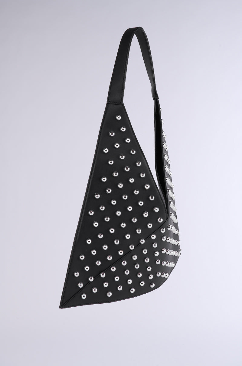 ON THE TOWN STUDDED FAUX LEATHER TOTE