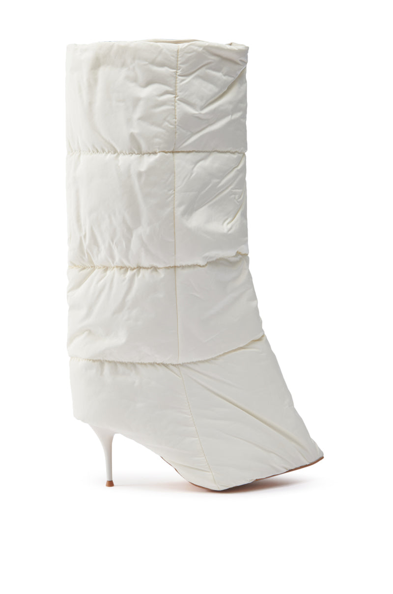 DREAMSICLE CREAM PUFFER STILETTO BOOT