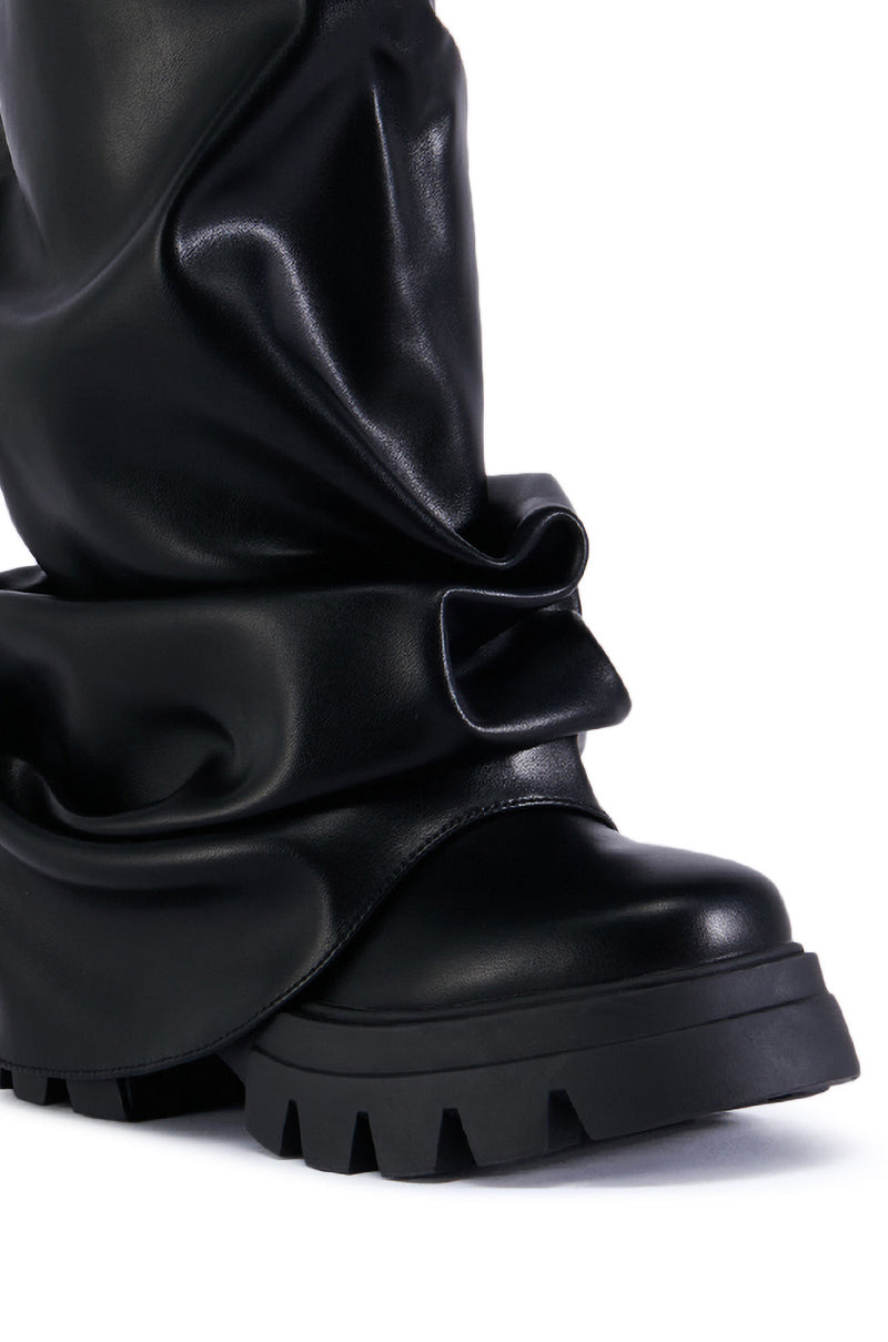 AZALEA WANG MATE BLACK RUCHED BOOT