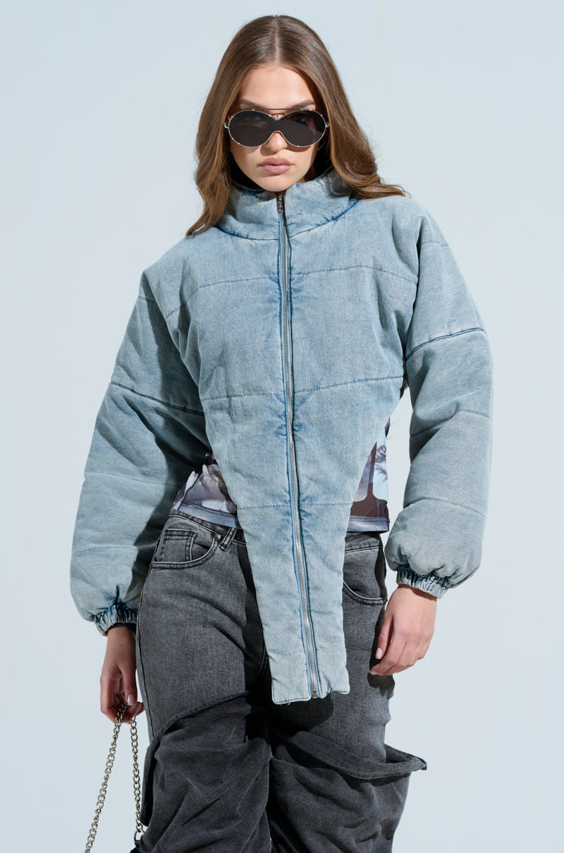 CHARLI CROPPED DENIM PUFFER