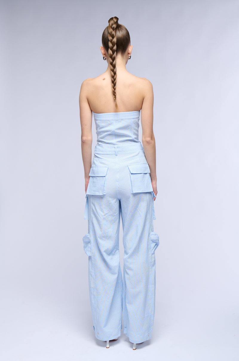 SUCKER FOR YOU SEERSUCKER JUMPSUIT