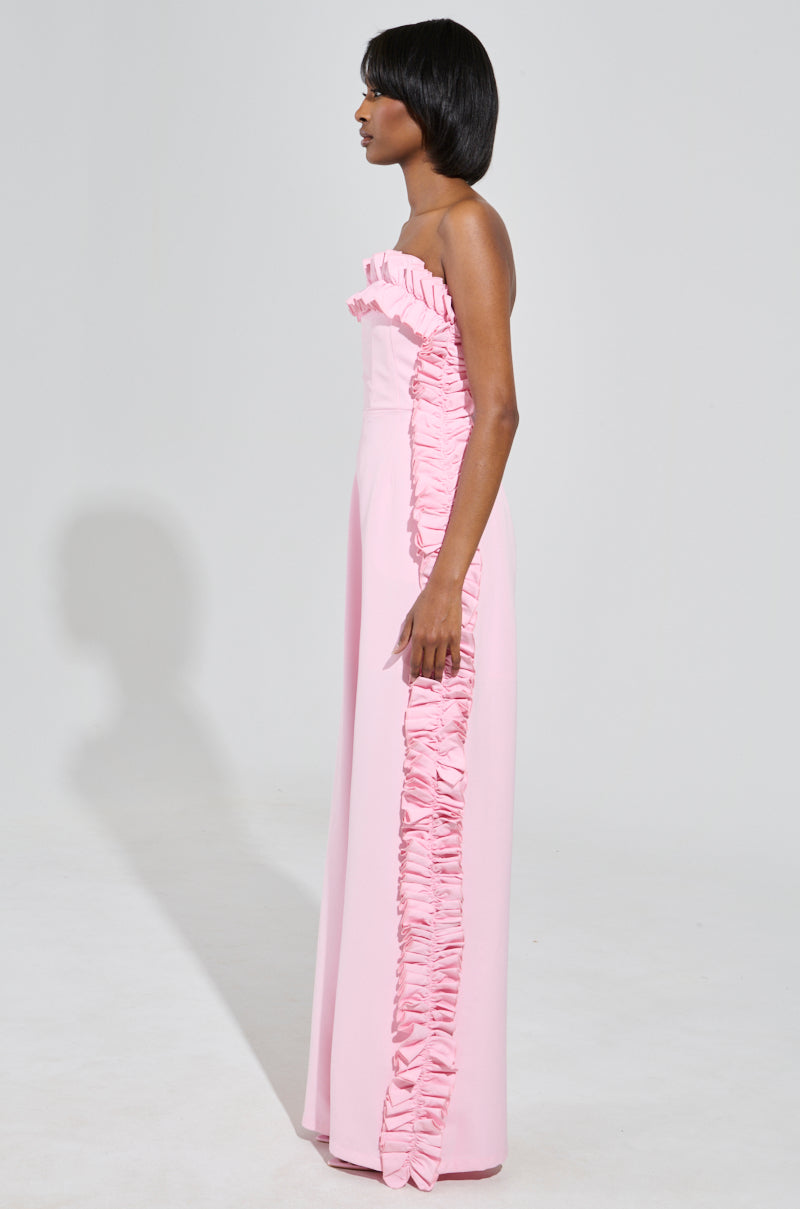 MONICA RUFFLED JUMPSUIT IN PINK