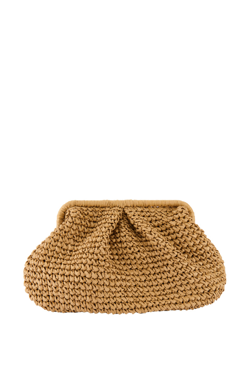 OUT OF OFFICE OVERSIZED RAFFIA CLUTCH