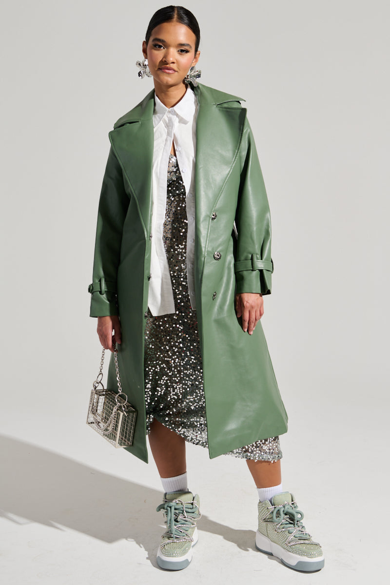 DIRTY MARTINI FAUX LEATHER TRENCH