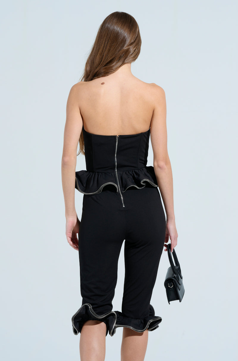 ON TREND PEPLUM JUMPSUIT WITH ZIPPER DETAIL