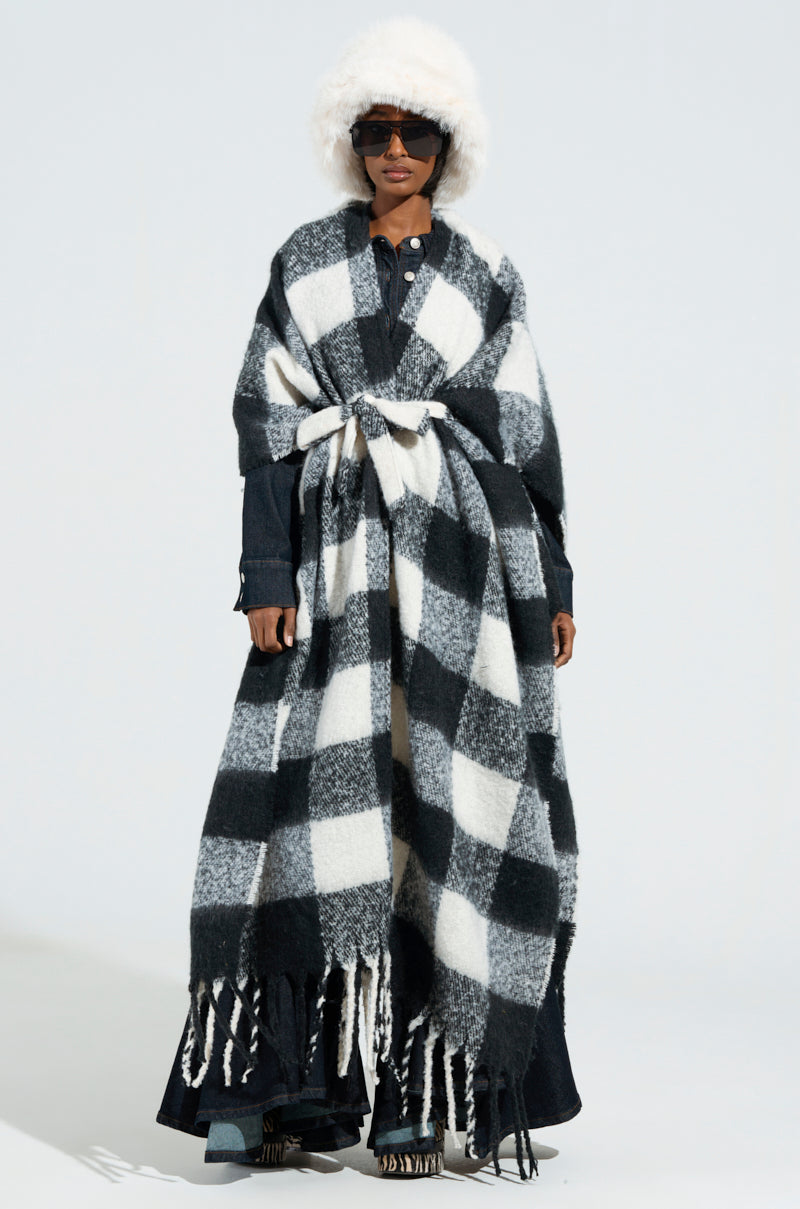 CLASSY PLAID PONCHO