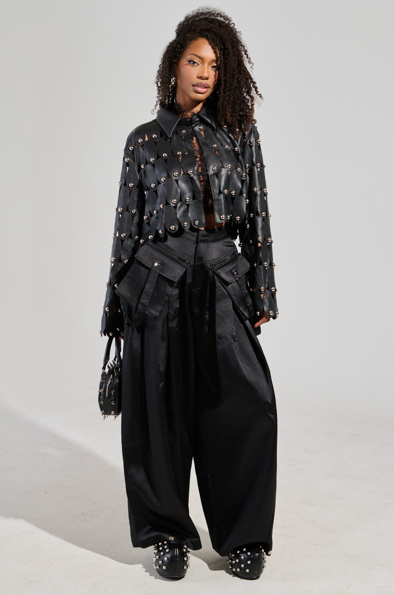 A MOMENT APART WIDE LEG TROUSER WITH POCKETS IN BLACK