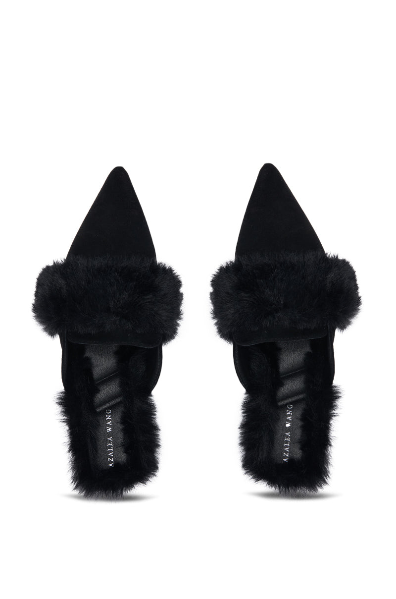 AZALEA WANG COLTRANE FUZZY BLACK FLAT