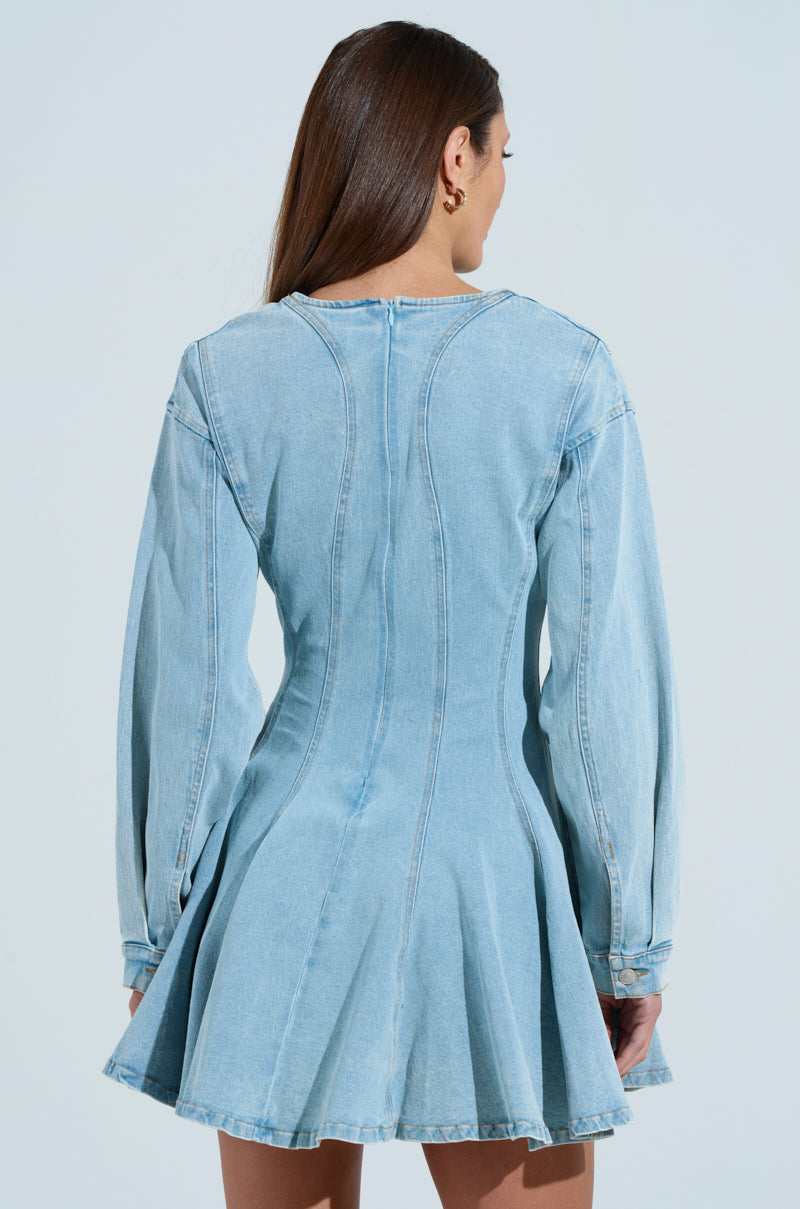 ALL ABOUT MY BUSINESS DENIM MINI DRESS