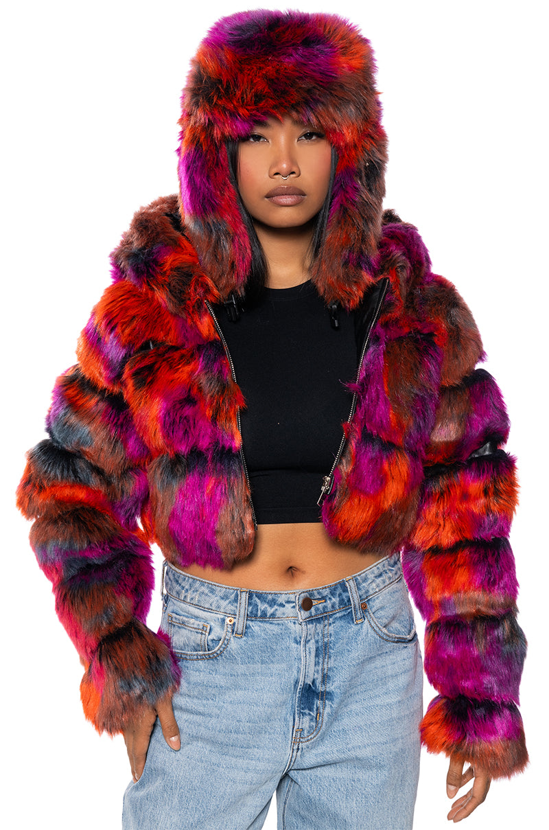 AVI FAUX FUR HAT IN MULTI