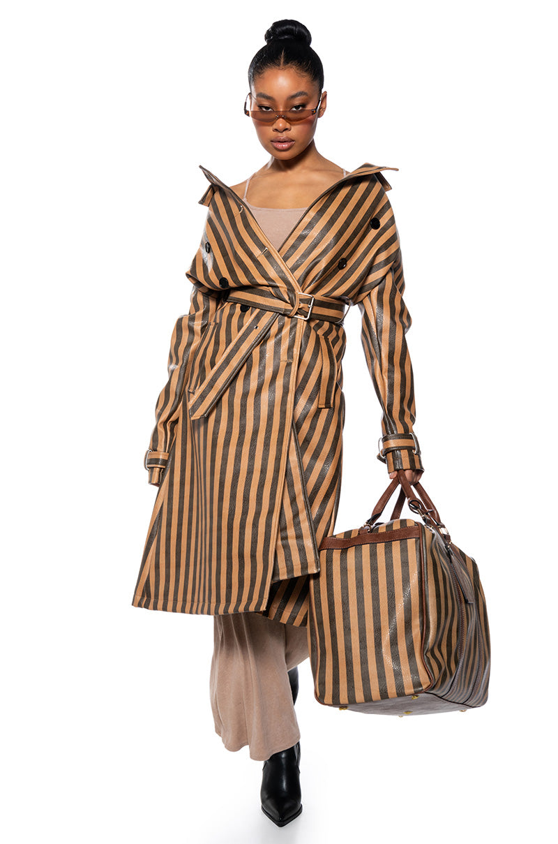 BLEEKER STREET STRIPE PU TRENCH