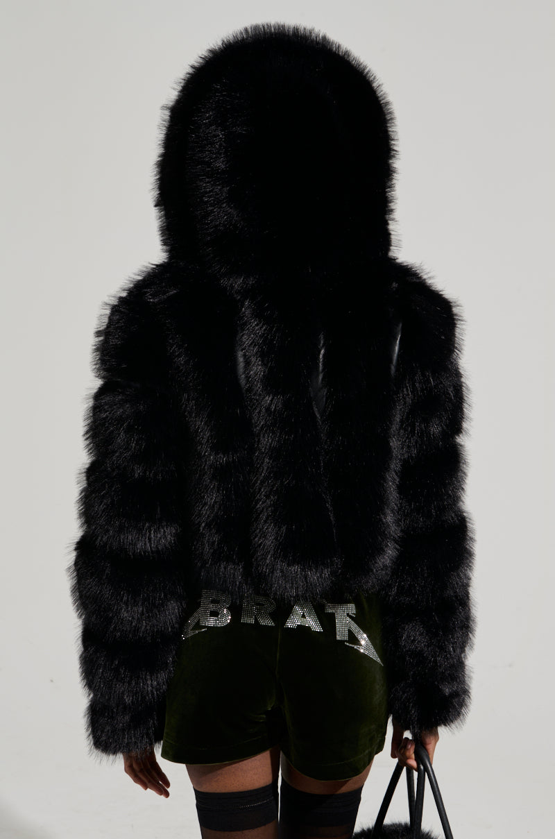 JOLENE FAUX FUR COAT IN BLACK