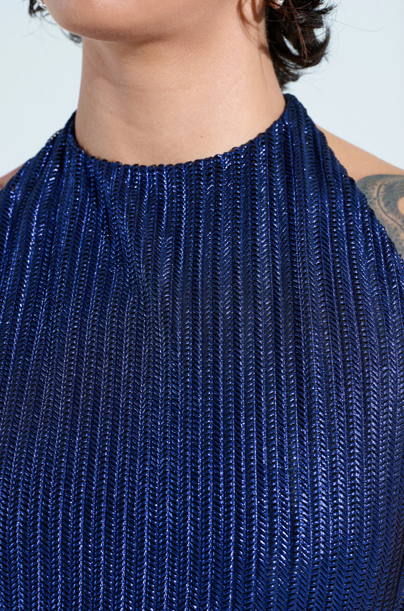 TAKE ME TO FIGI KNIT MAXI DRESS IN BLUE