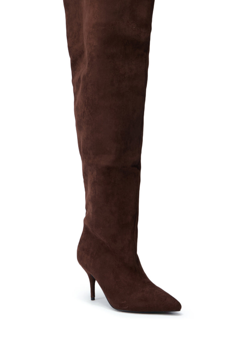 AZALEA WANG HALINA BROWN FAUX SUEDE STILETTO BOOT