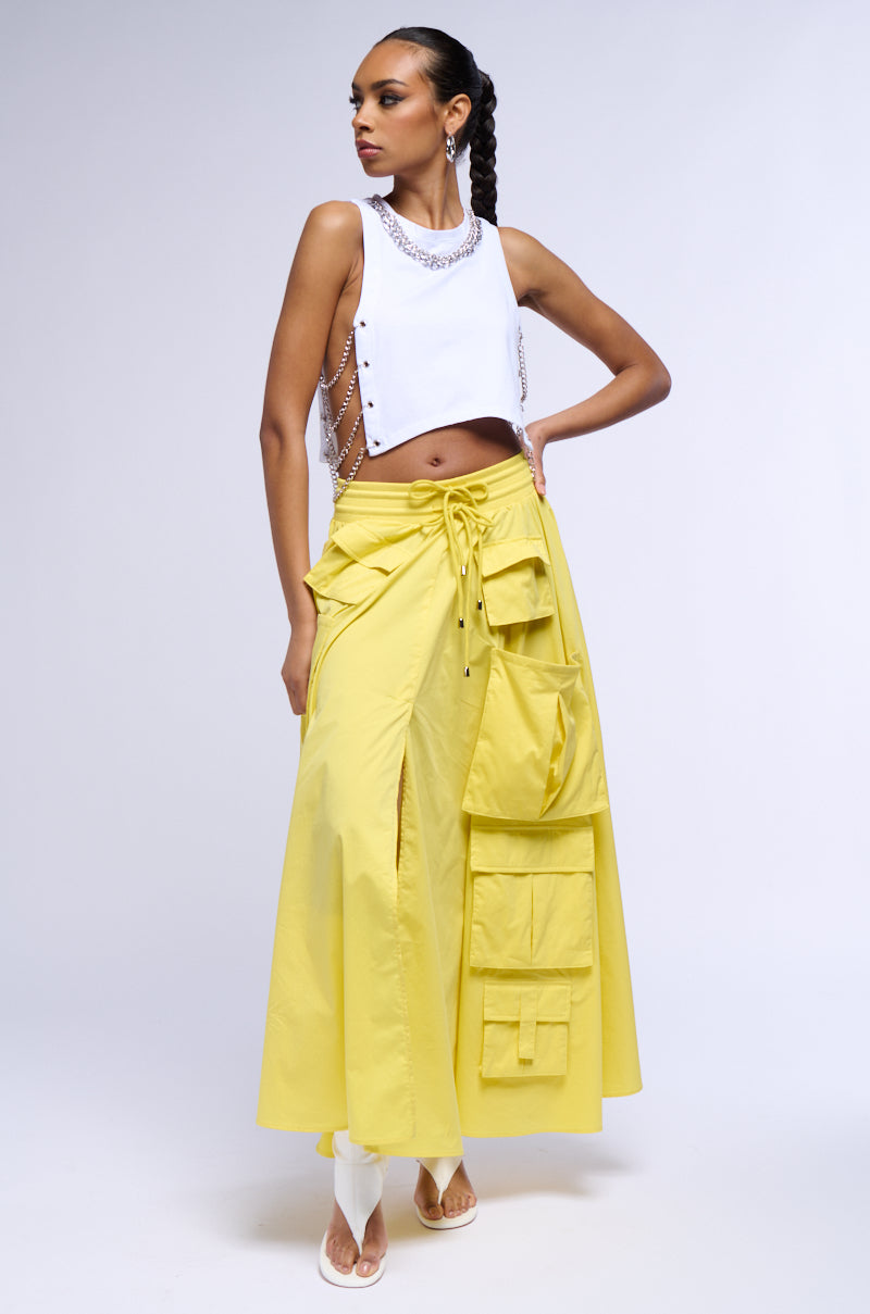 SUNSHINE BOULEVARD CARGO POCKET MAXI SKIRT