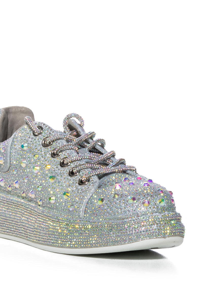 AZALEA WANG AZURE SILVER RHINESTONE SNEAKER