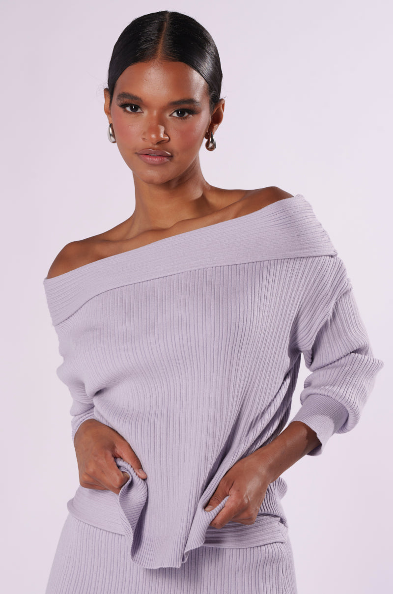 CAN'T LOSE OFF THE SHOULDER KNIT SWEATER