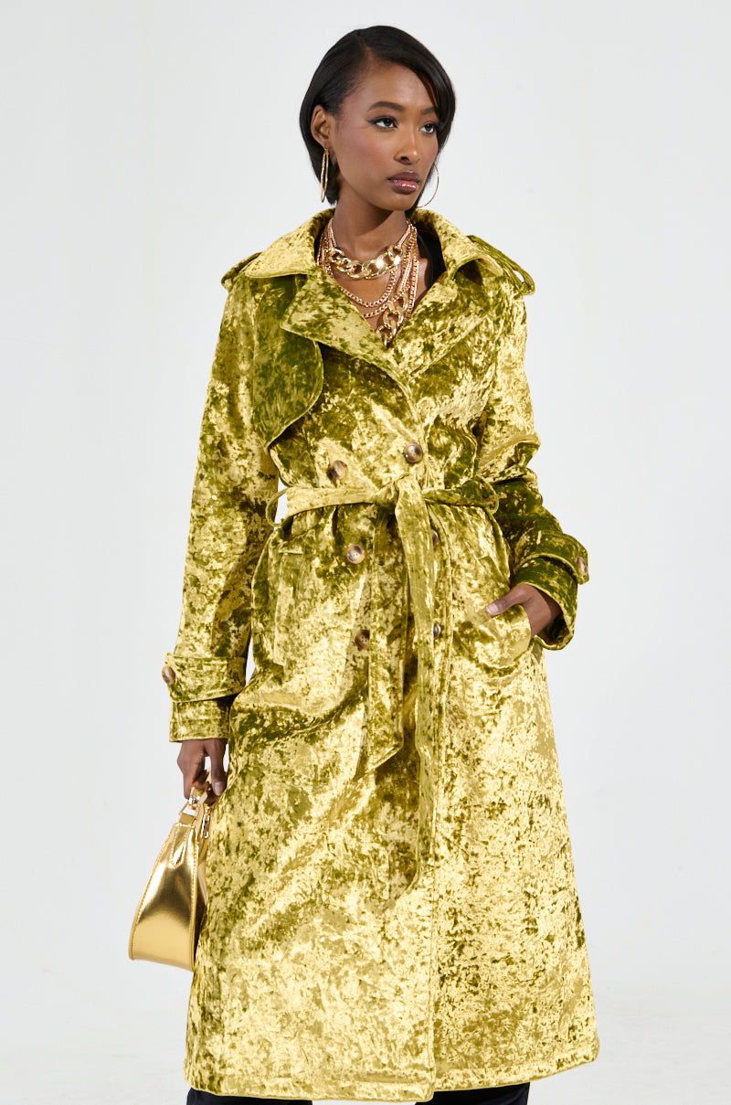 MAIN CHARACTER CRUSHED VELVET TRENCH