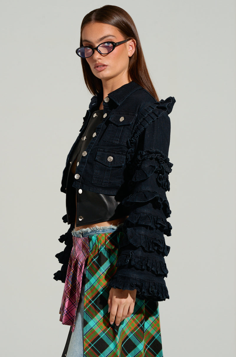 FELICITY STATEMENT SLEEVE DENIM JACKET