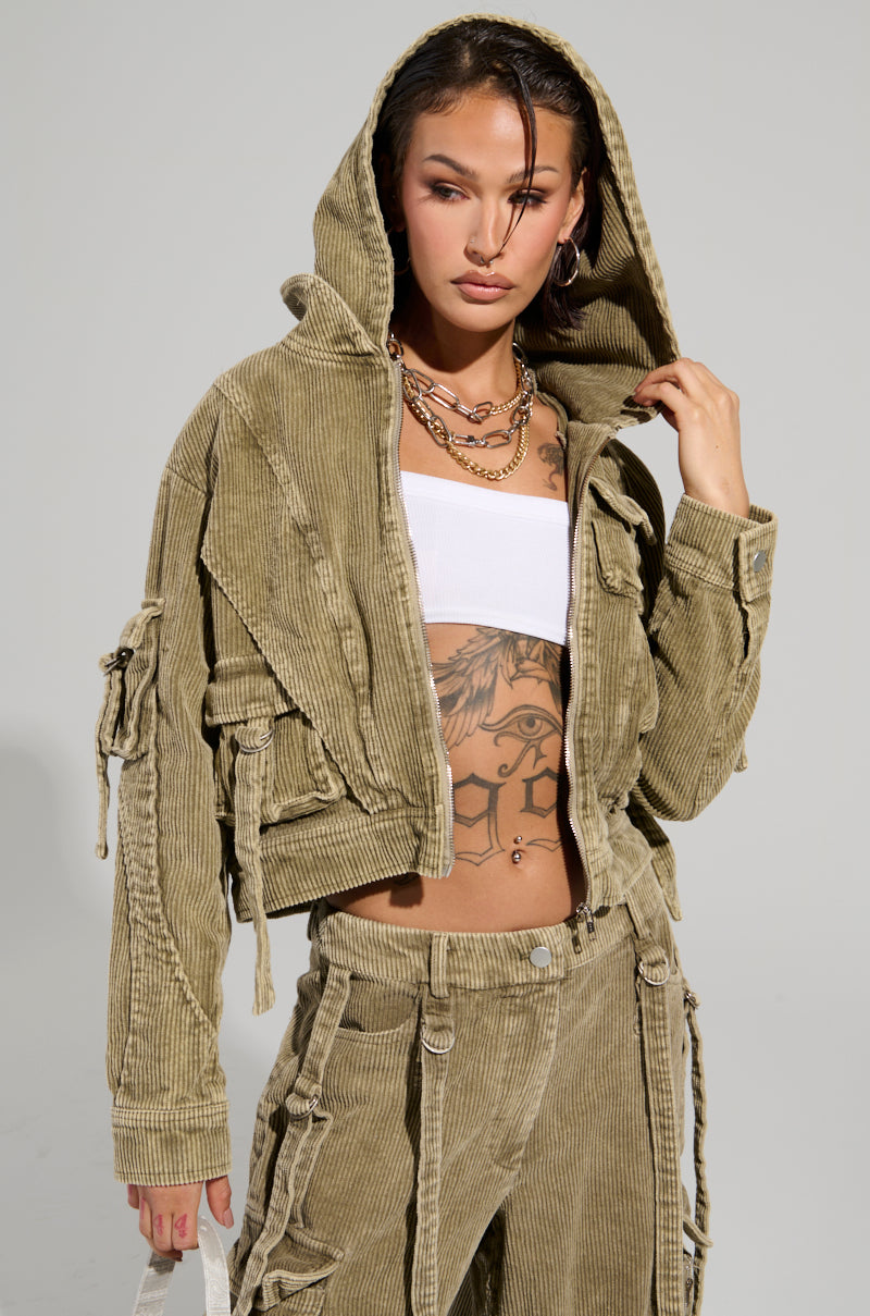 STEALTHY CORDUROY CARGO BOMBER