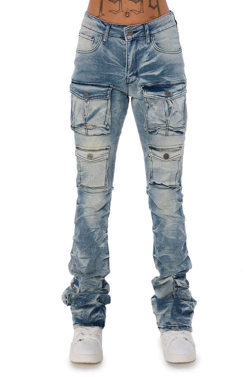 ITS A VIBE STACKED CARGO JEANS