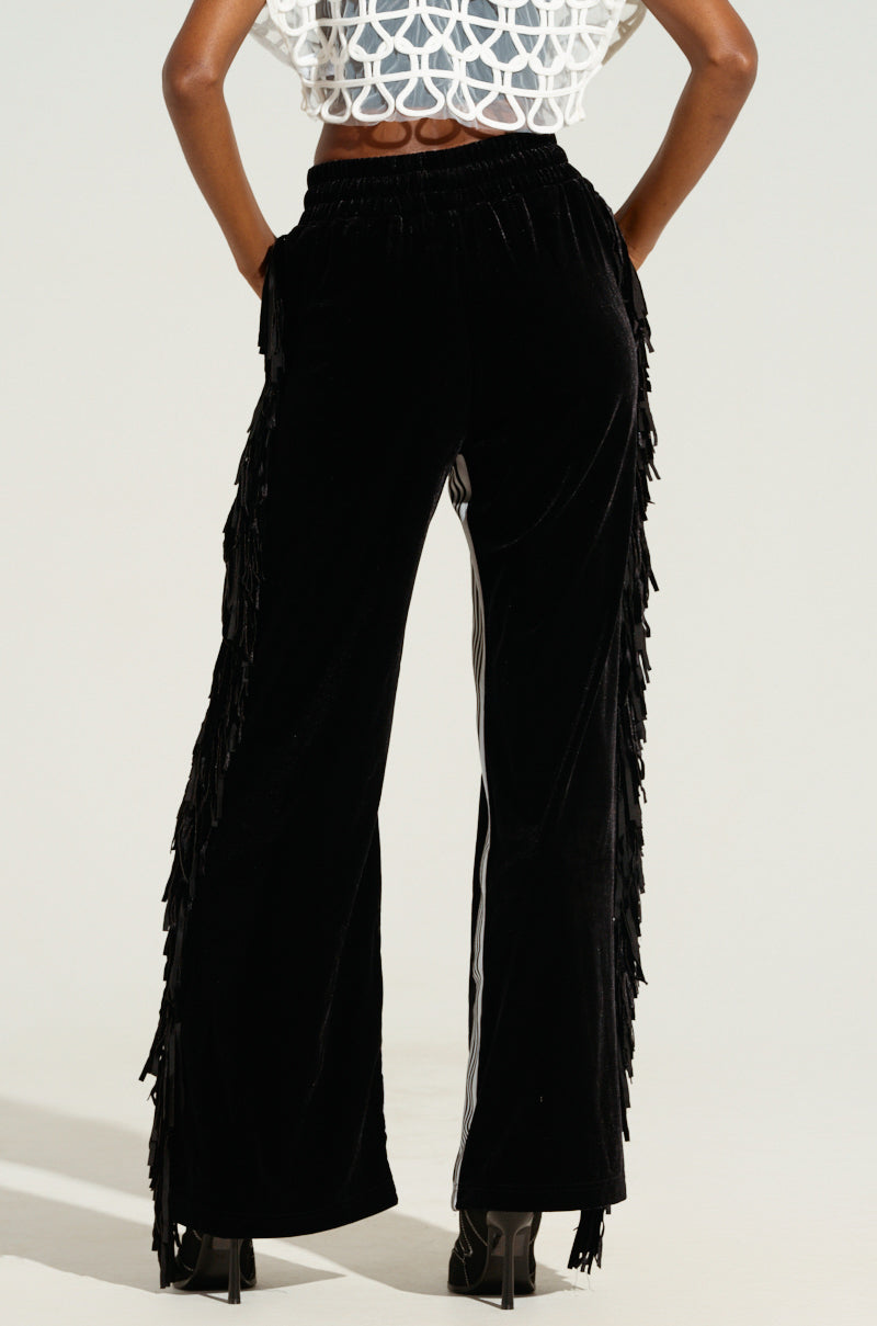 CARLY FRINGE VELVET JOGGER