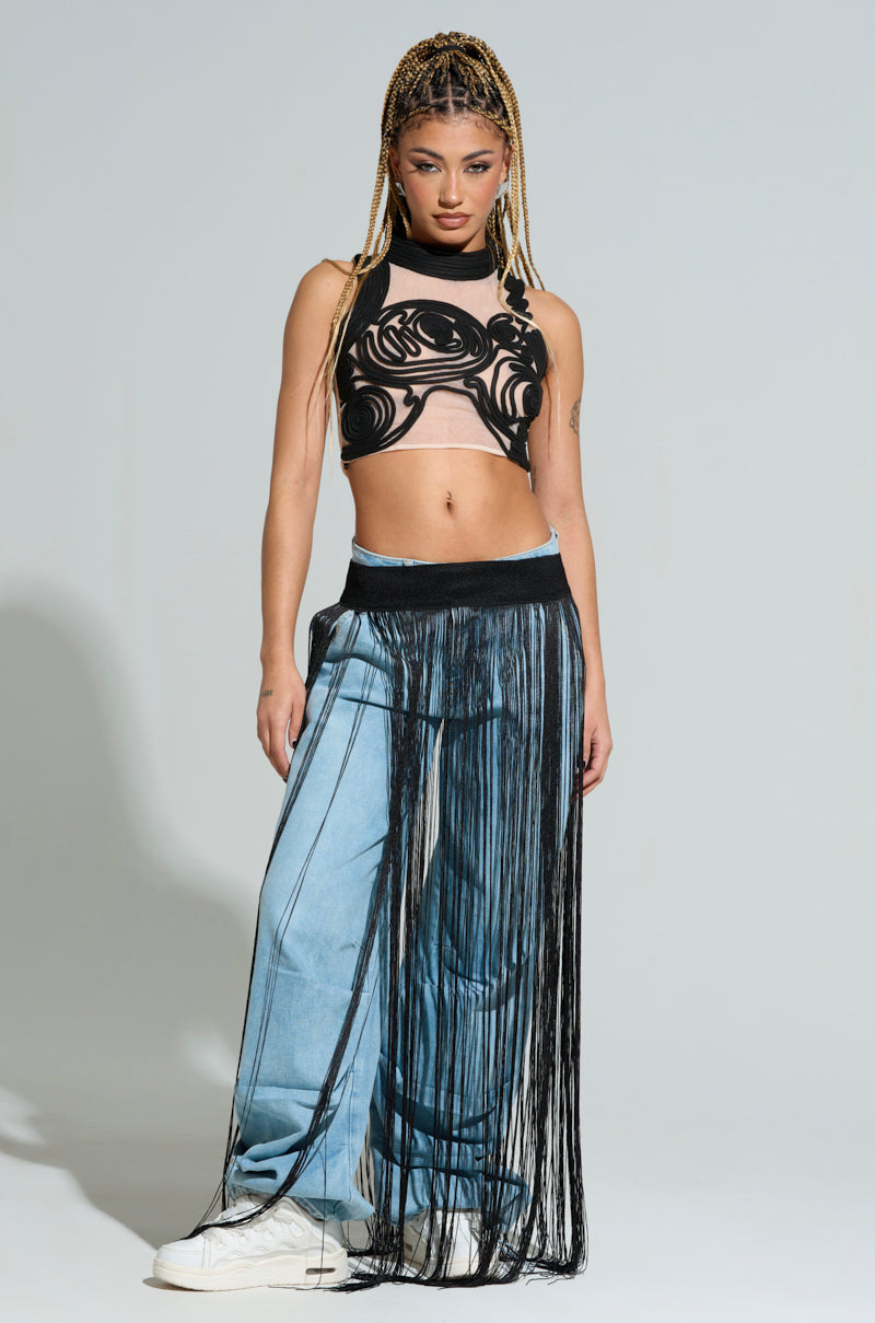 SO FREE FRINGE BELT SKIRT