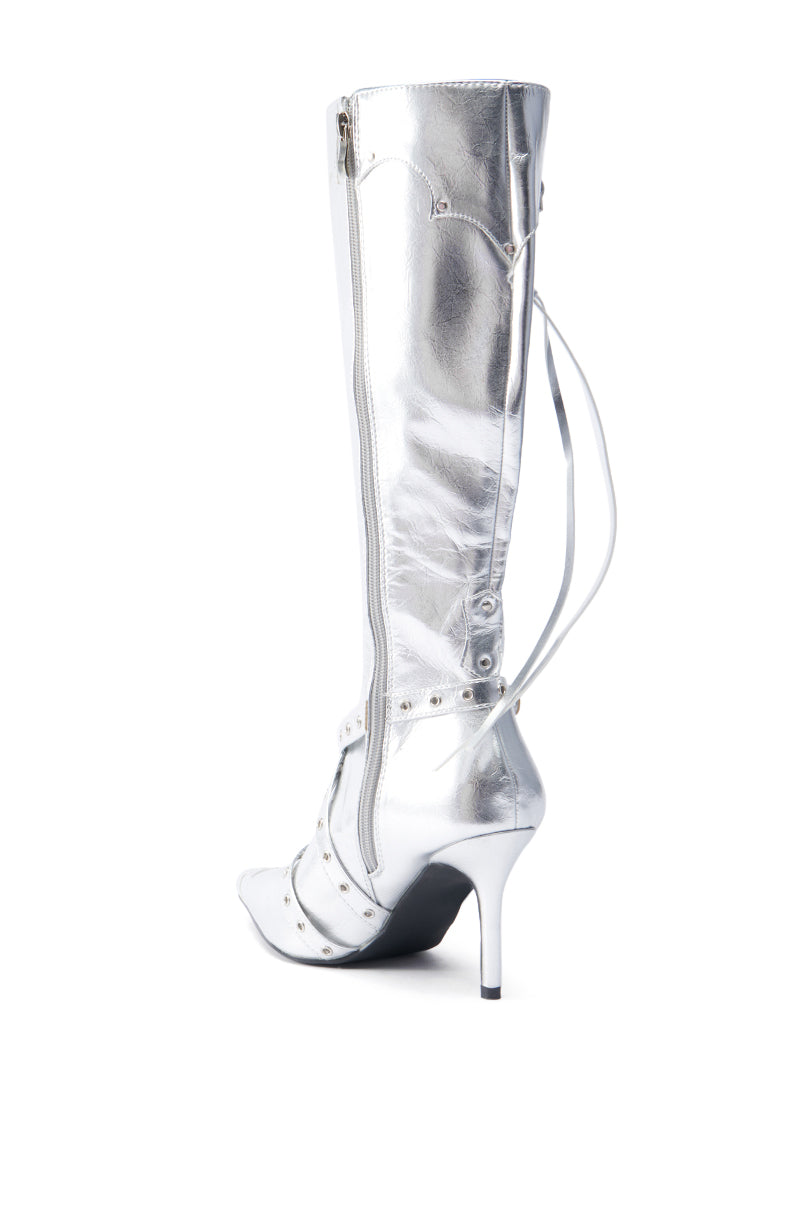 GUNNER SILVER STILETTO BOOT