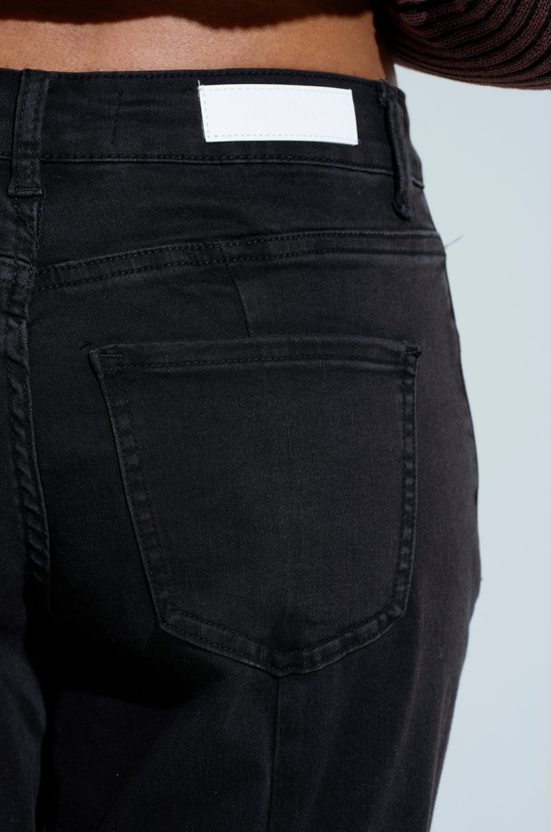 GOING CRAZY BLACK DENIM PANT WITH BUCKLE