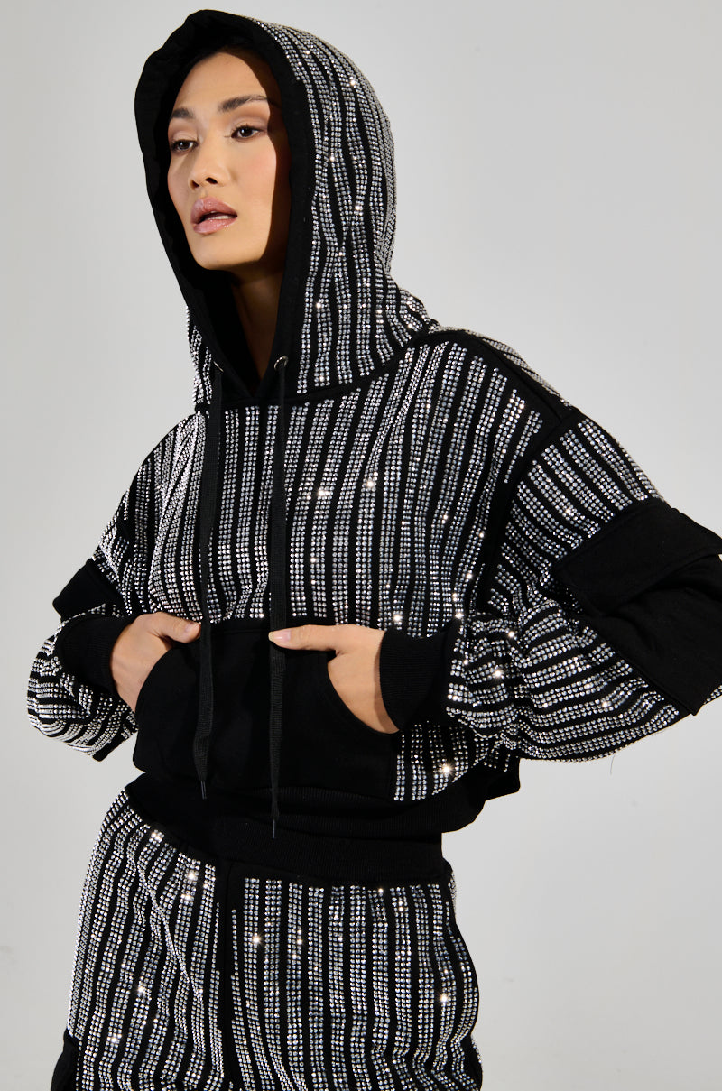 MELINA EMBELLISHED HOODED SWEATSHIRT