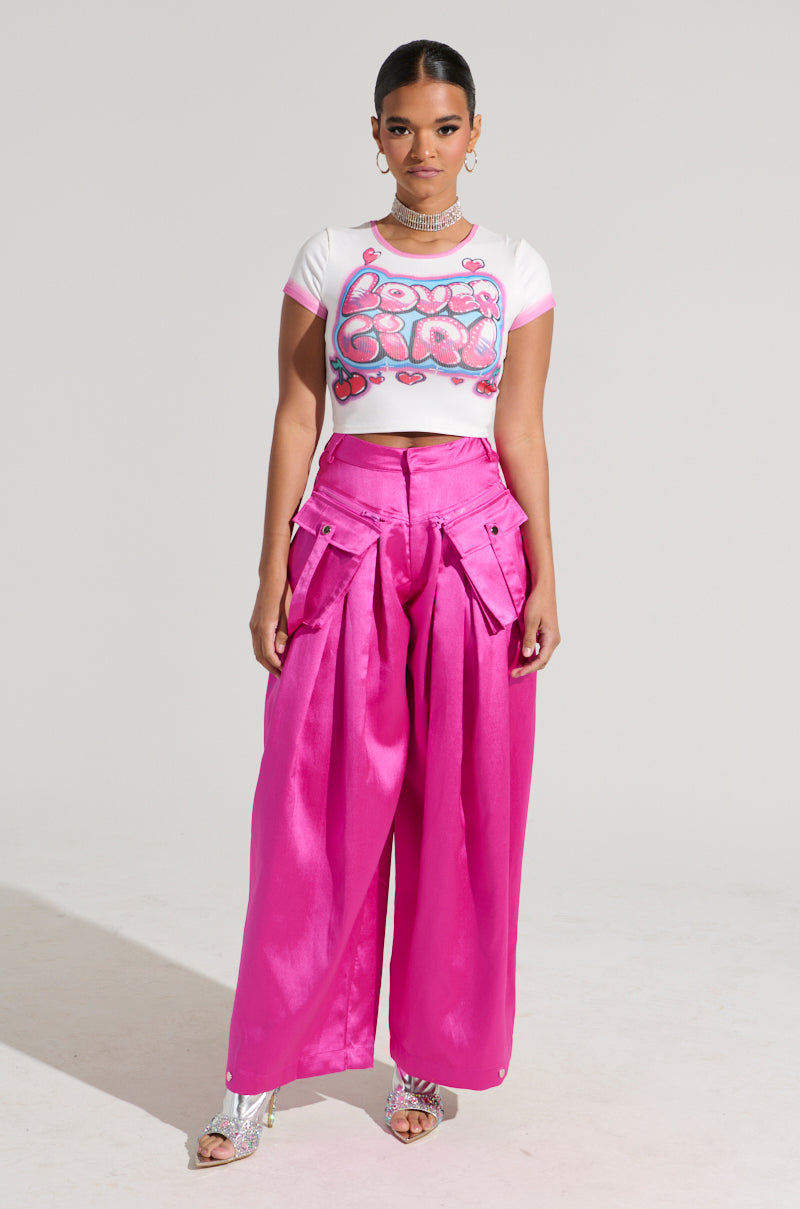 A MOMENT APART WIDE LEG TROUSER WITH POCKETS IN PINK