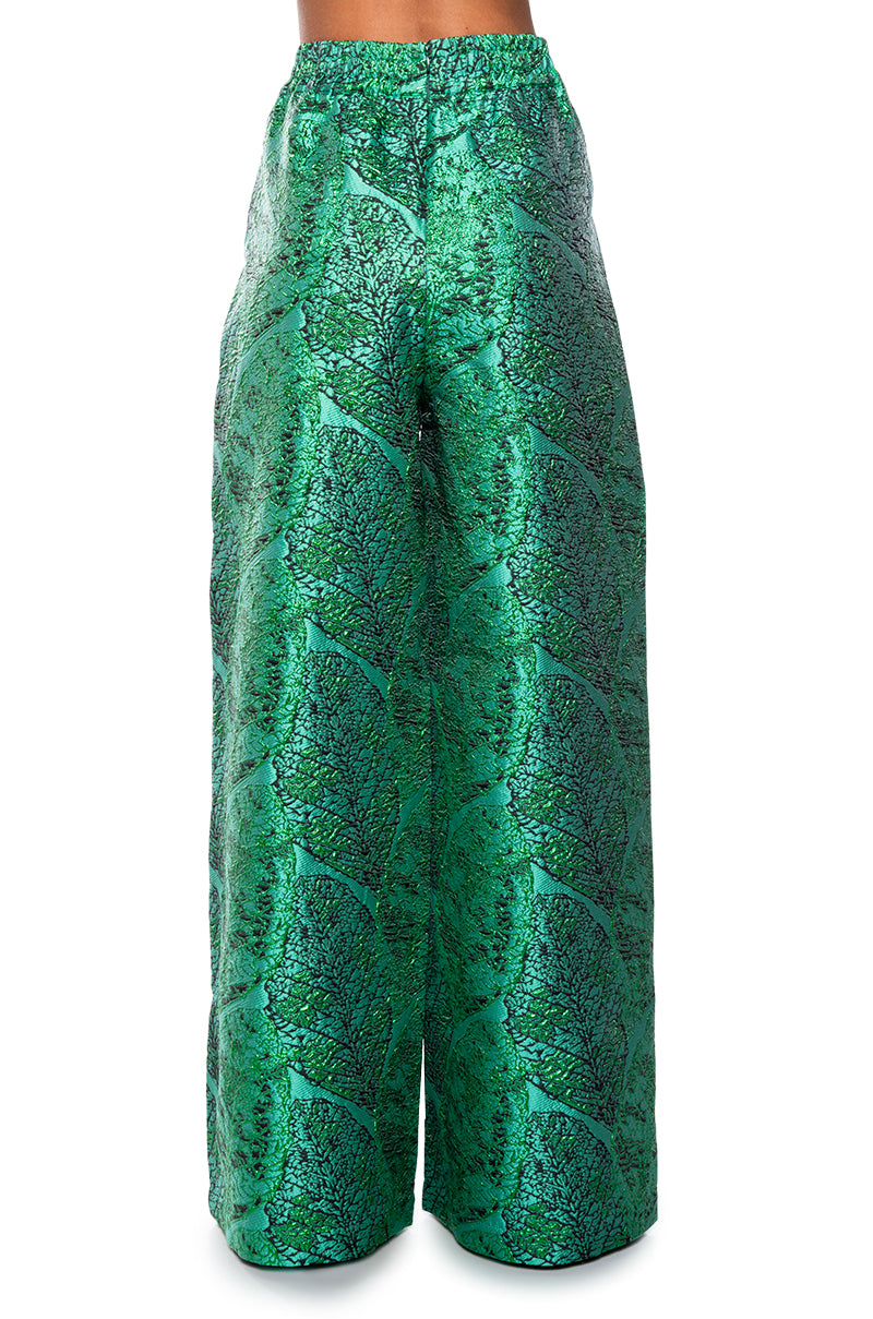 GREEN BROCADE TROUSER PANT