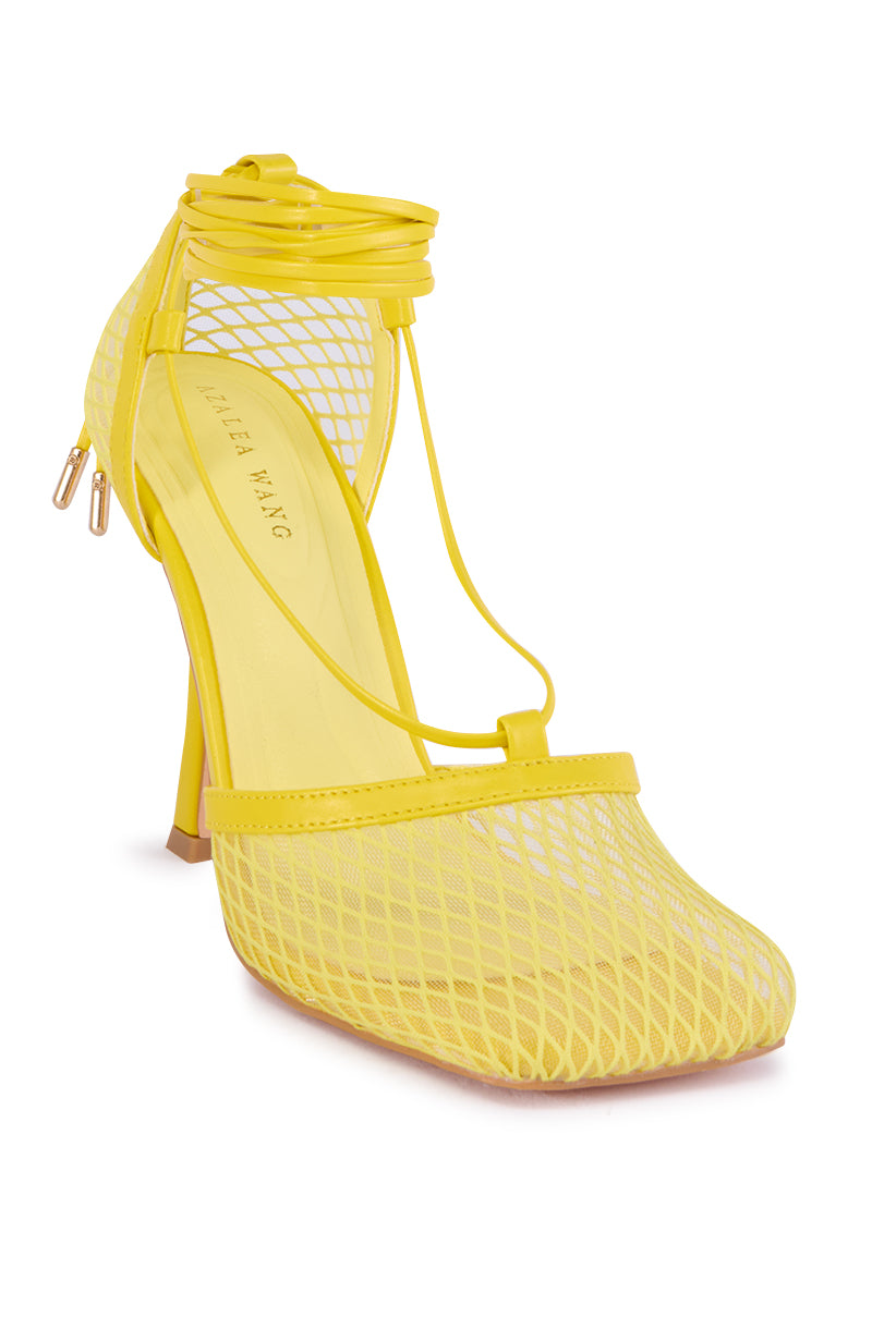 AZALEA WANG SKYLEE MESH SANDAL IN YELLOW