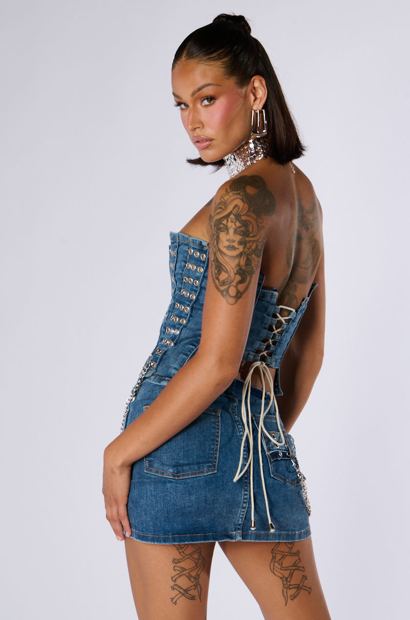 JUST WANNA ROCK DENIM TUBE TOP