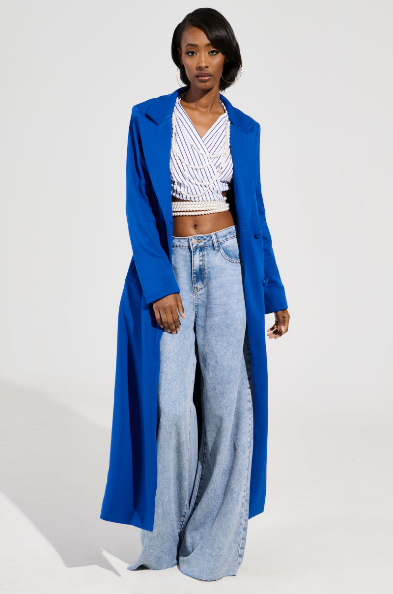 COCOA BUTTER SCUBA TRENCH IN BLUE