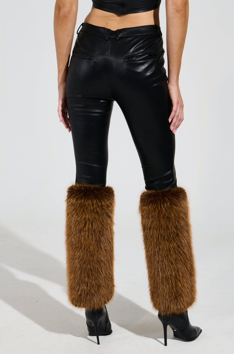 SIREN FUR TRIM FAUX LEATHER PANTS