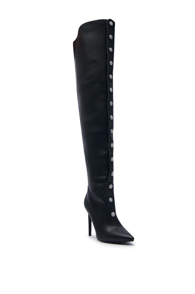 AZALEA WANG ALETTA BLACK EMBELLISHED STILETTO BOOT