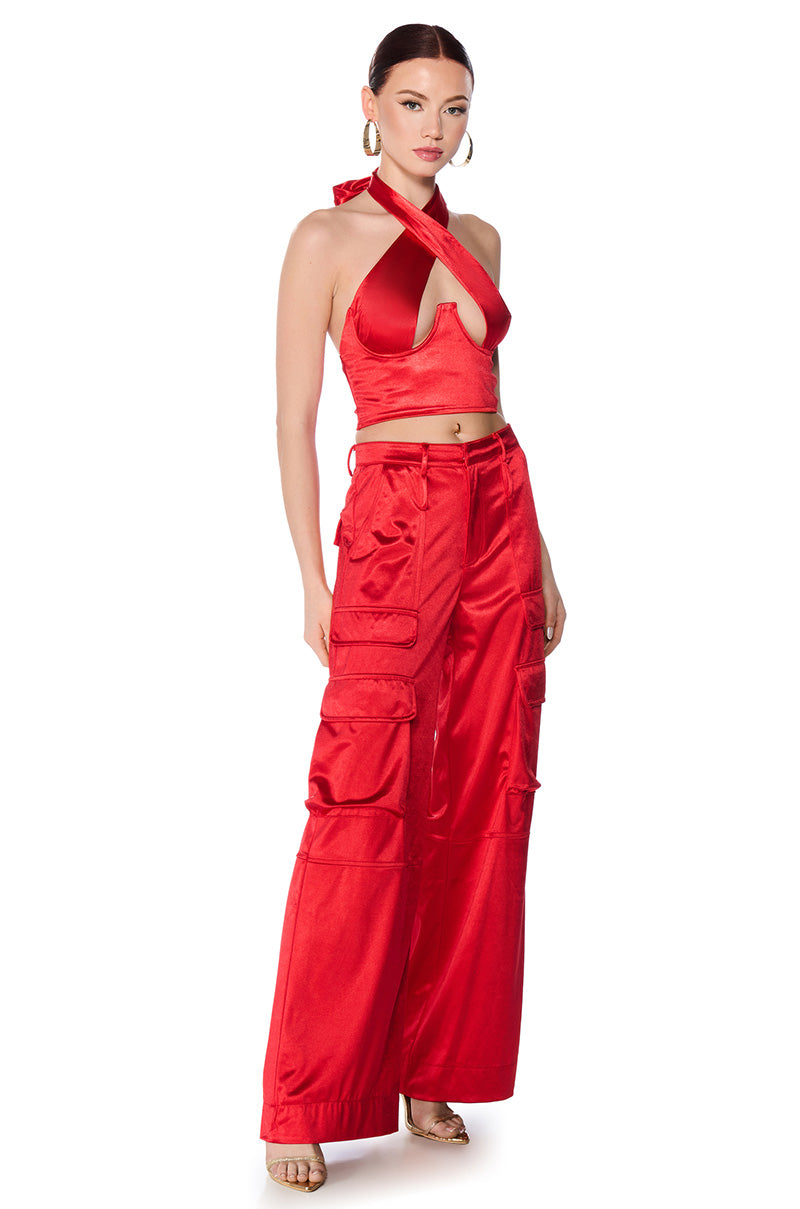 ASTRA WIDE LEG CARGO IN RED