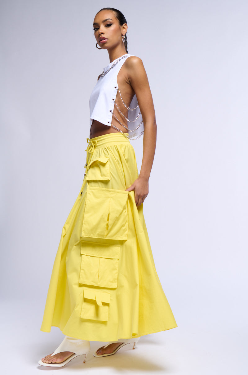 SUNSHINE BOULEVARD CARGO POCKET MAXI SKIRT