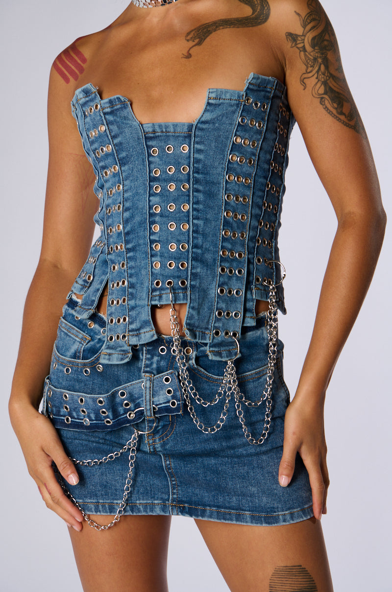 JUST WANNA ROCK DENIM TUBE TOP