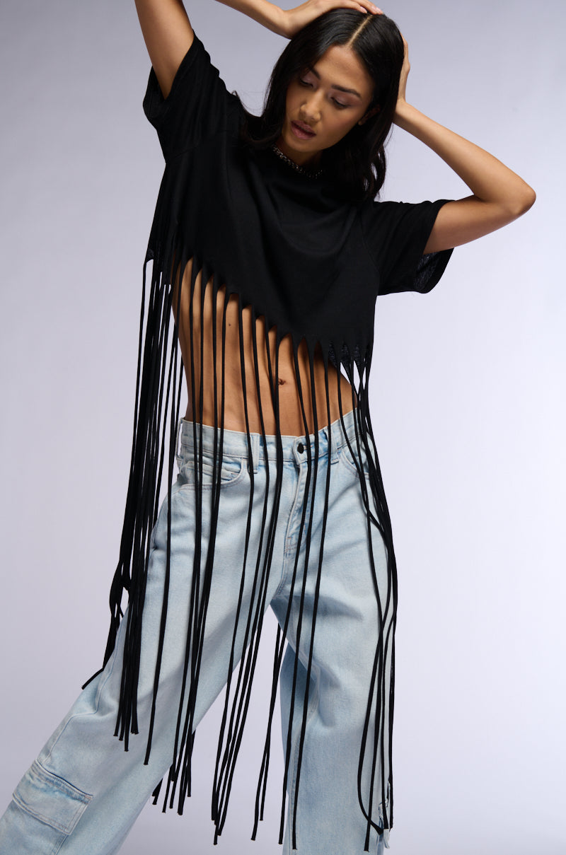 BRING THE FUN FRINGE TSHIRT IN BLACK