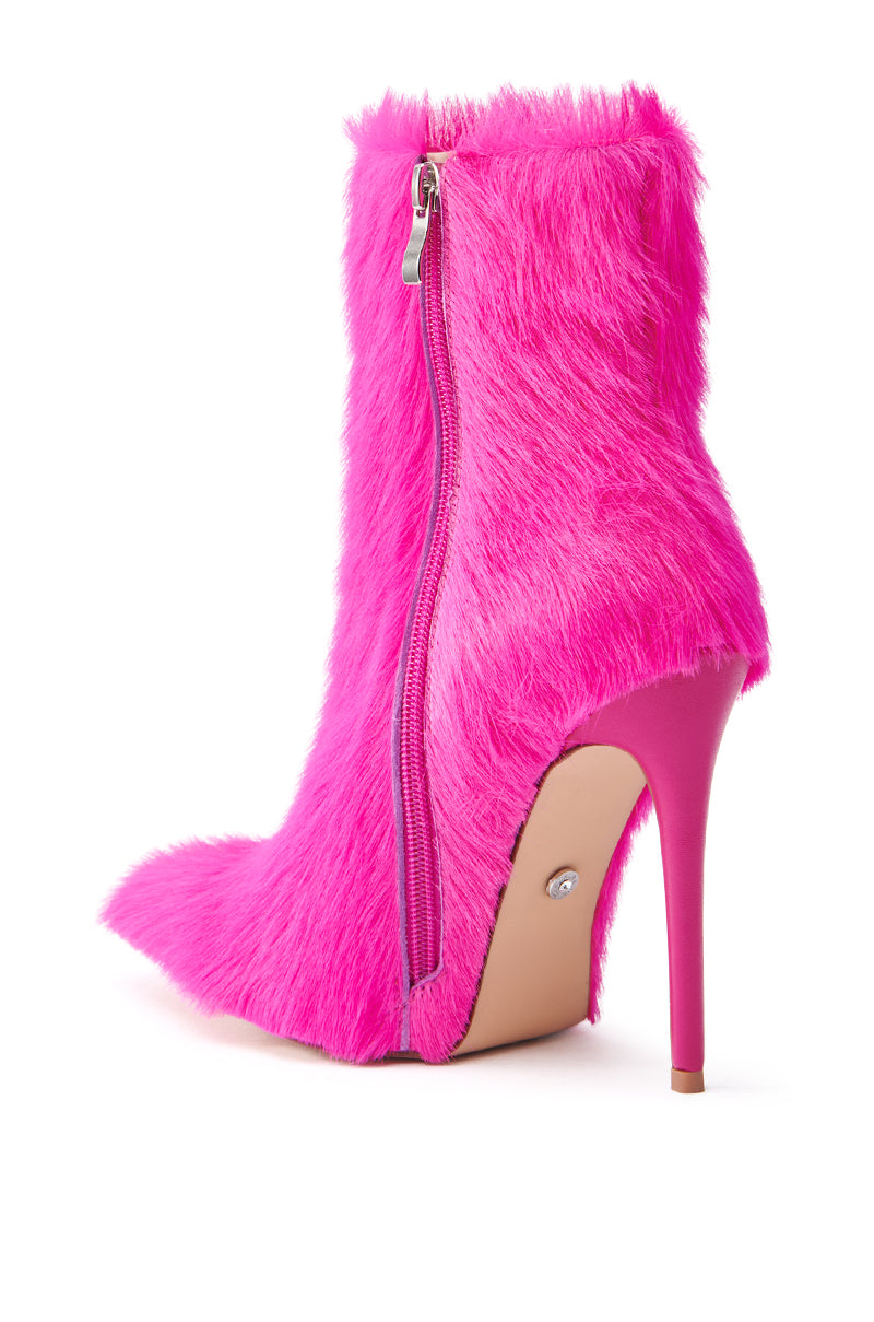 AZALEA WANG MARIELLA FUSHSIA HAIRY STILETTO BOOTIE