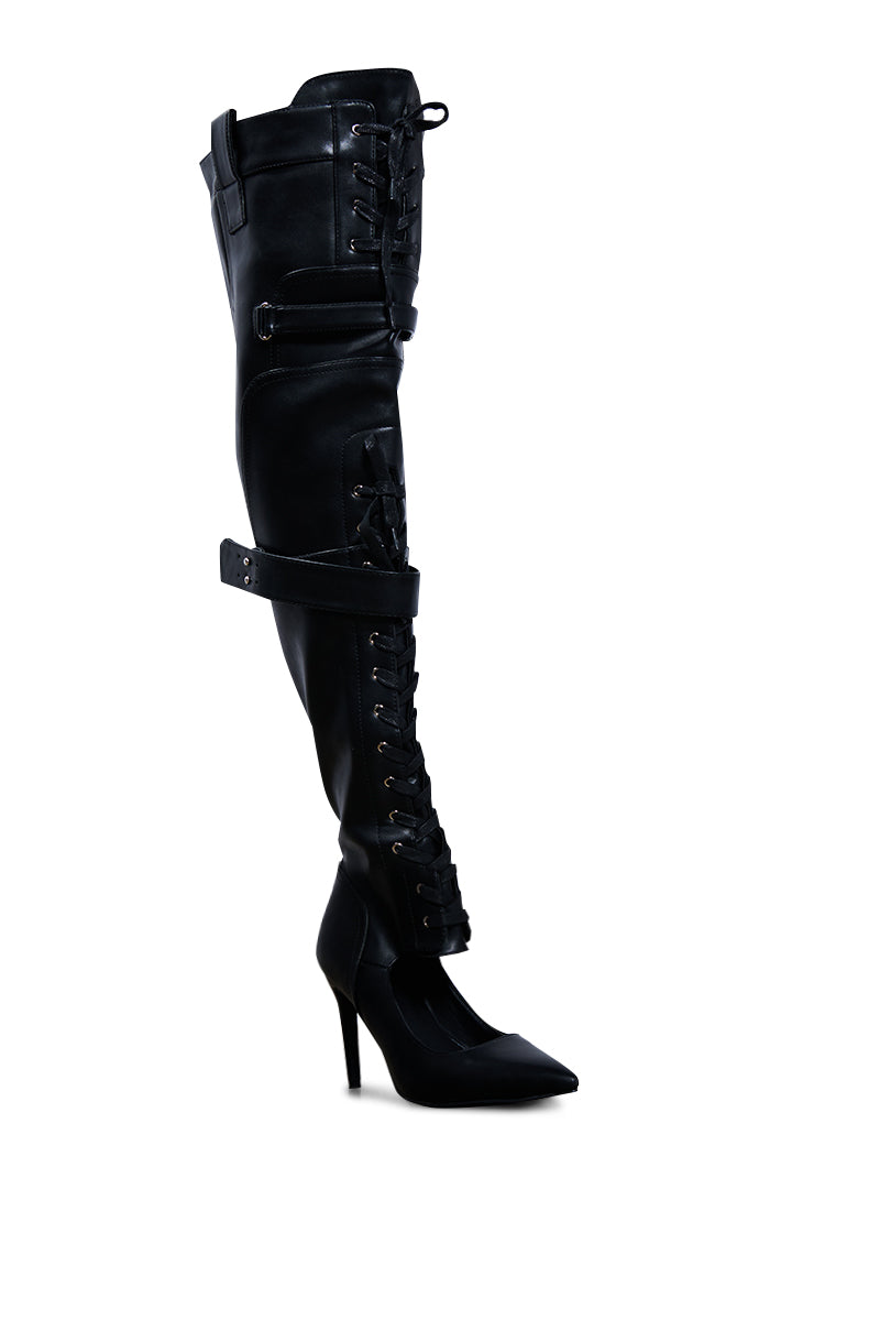 AZALEA WANG SHALE BLACK LACE UP BOOT