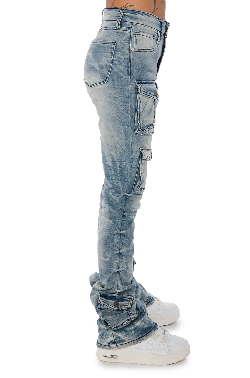 ITS A VIBE STACKED CARGO JEANS